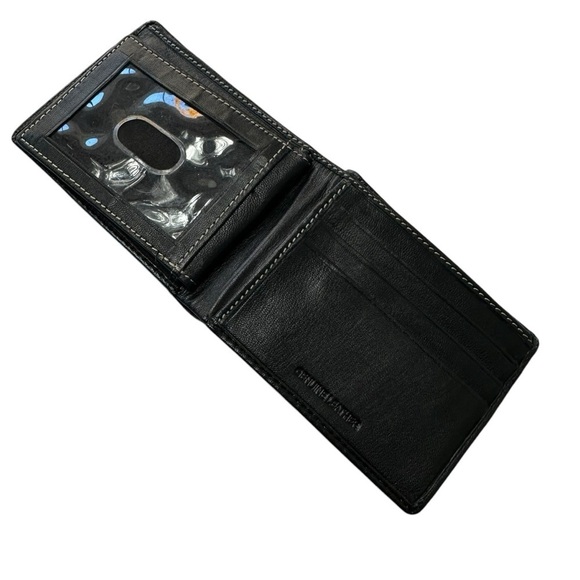 Men's Genuine Leather Black Slim Wallet - Picture 6 of 9